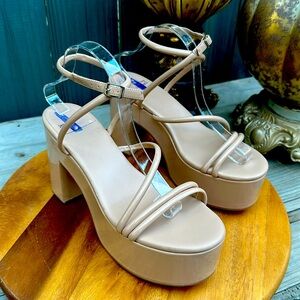 New Jeffrey Campbell Mamba Platform Sandals Tan Beige Size 11